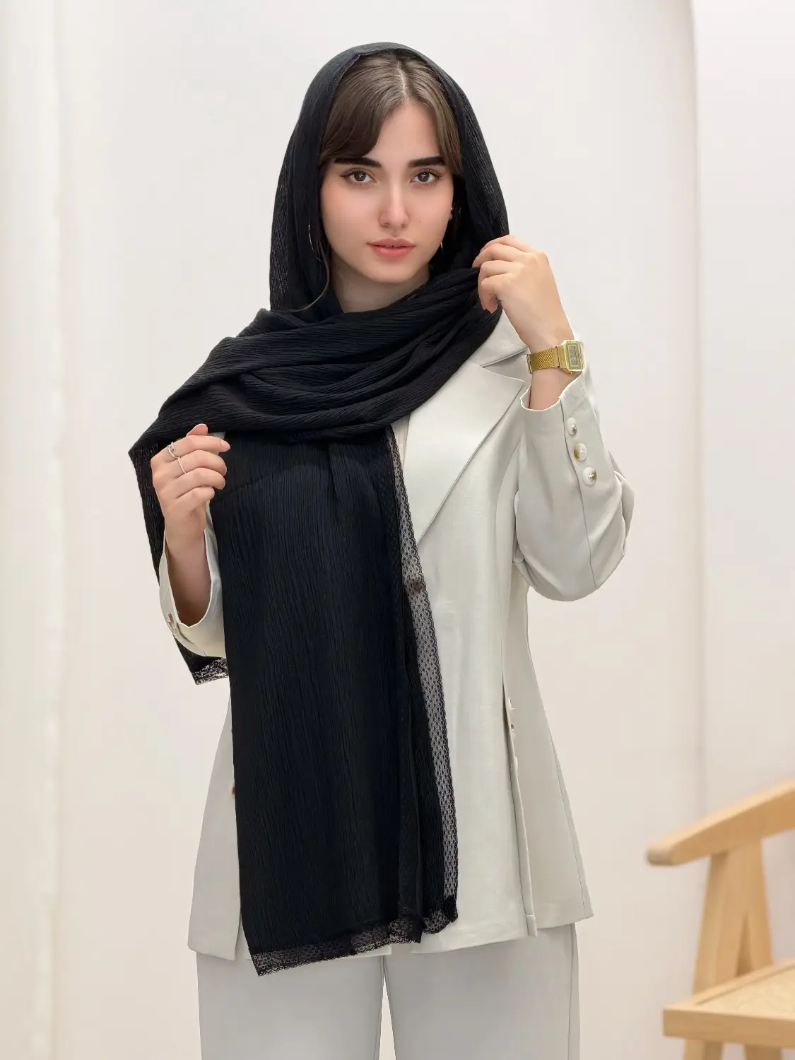 4486-شال مشکی آنیل